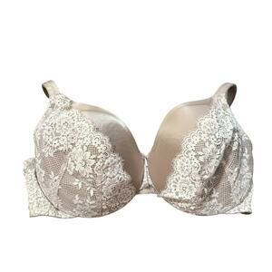 Cacique by Lane Bryant Beige Lace Lightly Lined Full Coverage Bra Size 42F